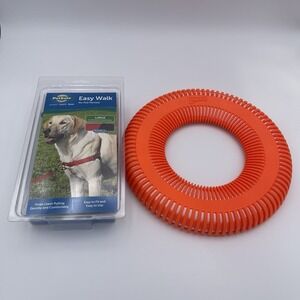 PetSafe Easy Walk Dog‎ Harness Large Red Black + Chuckit Rugged Flyer Toy NEW